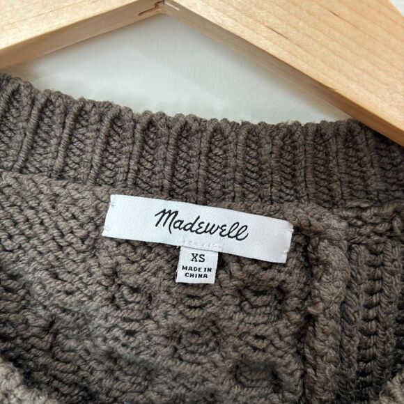 Madewell Olive Green Sweater Vest Size XS Chunky Cable Knit Patchwork Grandpa - Picture 6 of 11